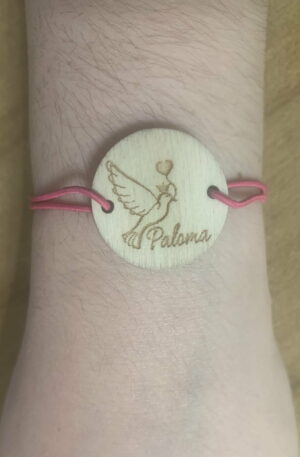 Bracelet mixte médaillon bois gravé